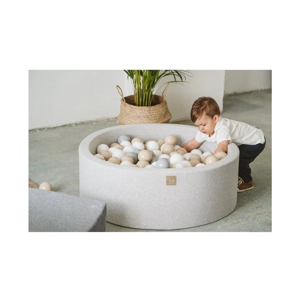 Piscina di palline beige in velluto ø 90x30 cm Montessori – Meowbaby-image-1