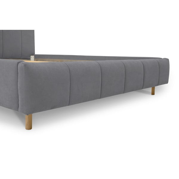 Letto matrimoniale imbottito grigio con doghe in legno 180x200 cm Zee - Scandic-image-4