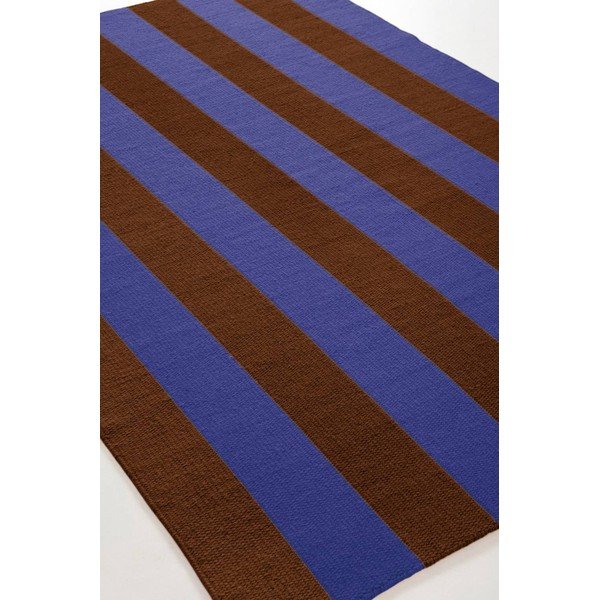 Passatoia blu/marrone in misto lana tessuta a mano 80x200 cm Sissel – Jotex-image-4