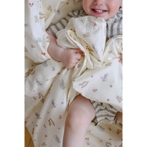 Set con piumino e cuscino beige in cotone per culla 70x100 cm Vintage Toys – Cam Cam Copenhagen-image-2