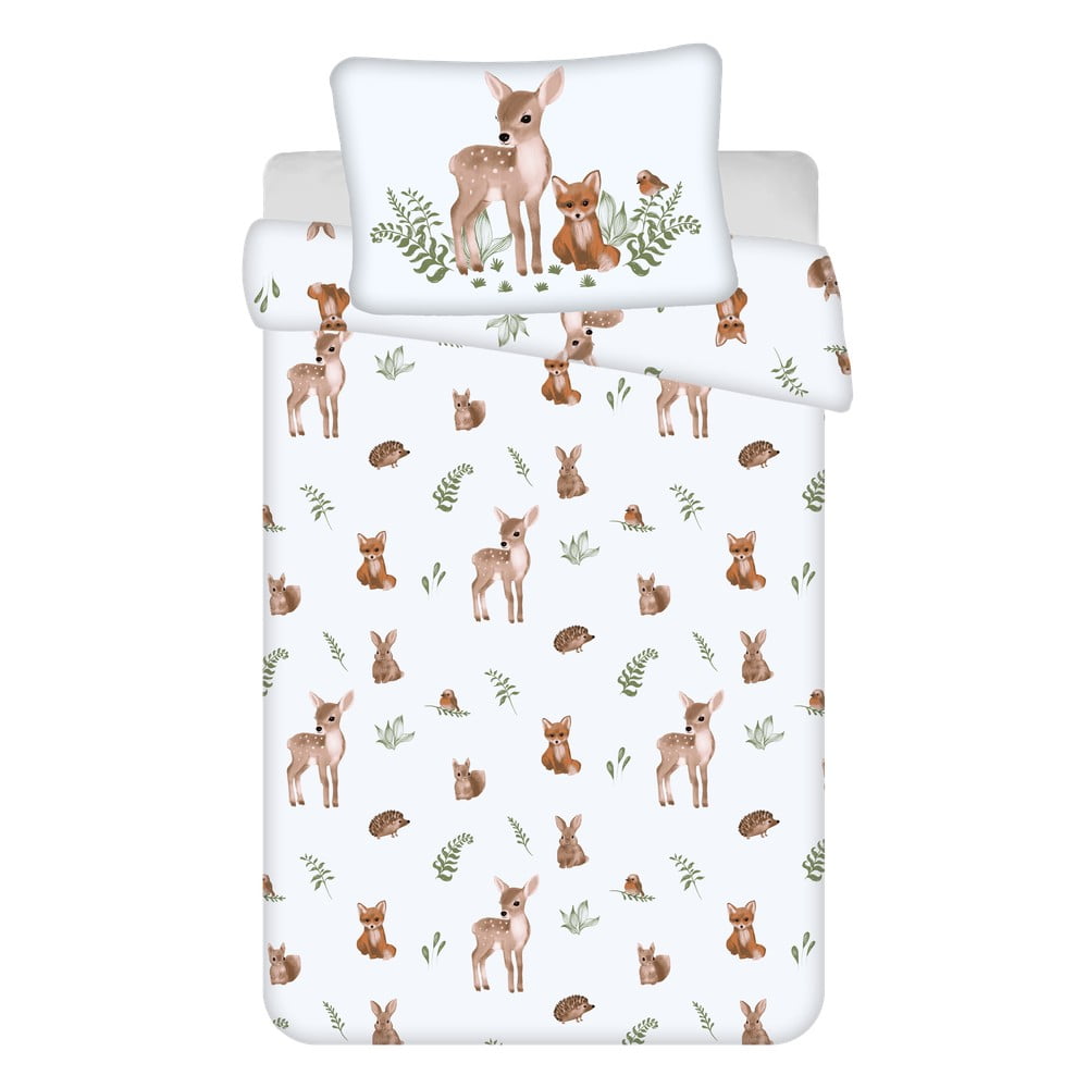 Set copripiumino e federa da bambini bianco/marrone in cotone per culla 100x135 cm Forest Animals – Jerry Fabrics | Biancheria da letto per bambini