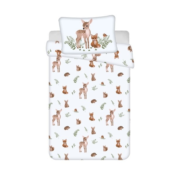 Set copripiumino e federa da bambini bianco/marrone in cotone per culla 100x135 cm Forest Animals – Jerry Fabrics