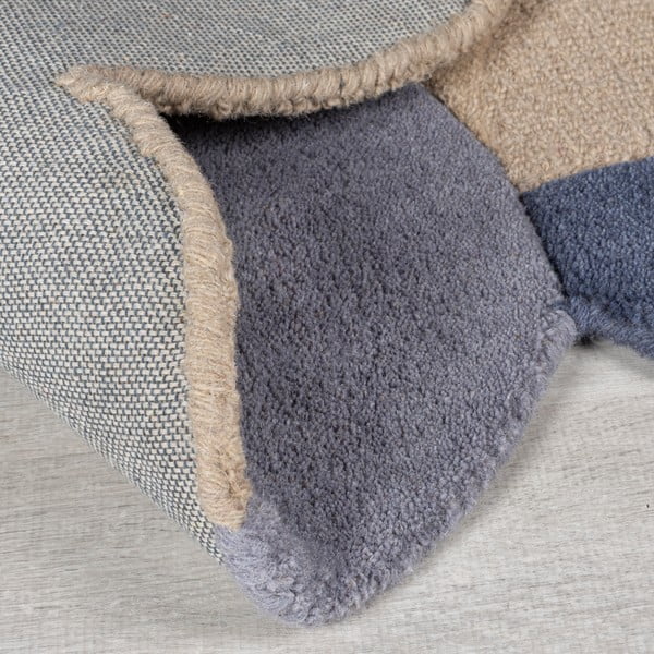 Tappeto beige in lana tessuto a mano 120x170 cm Mia Scallop Frame – Flair Rugs-image-3