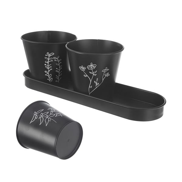 Set di vasi in metallo per erbe aromatiche 3 pz ø 11 cm Black - Orion-image-4