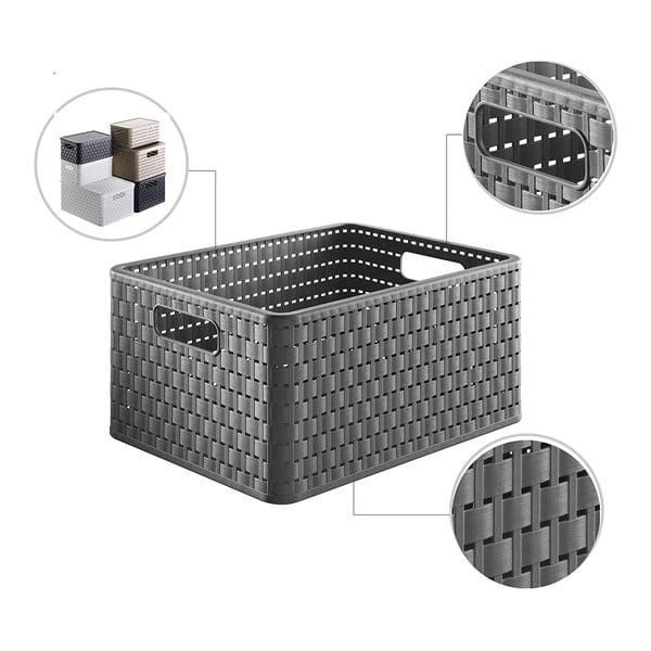 Cestino in plastica riciclata grigio scuro Country - Rotho-image-2