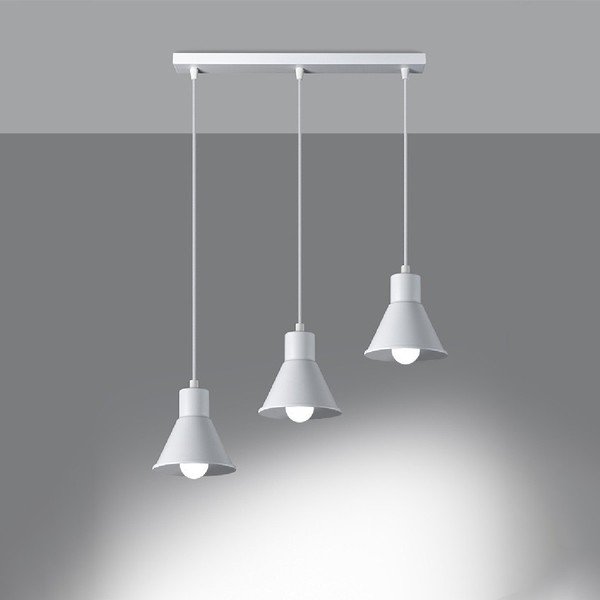 Lampada a sospensione bianca con paralume in metallo 45x14 cm Martina - Sollux-image-2