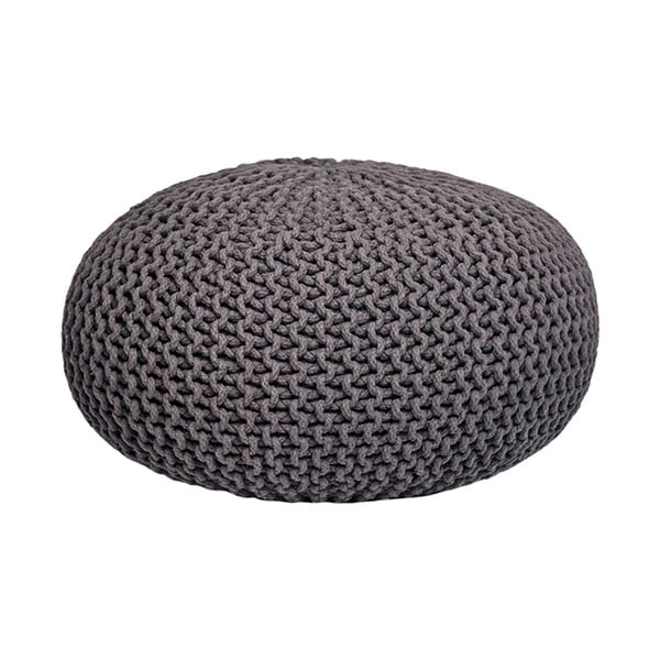 Pouf in maglia grigio scuro Maglia XL, ⌀ 70 cm - LABEL51