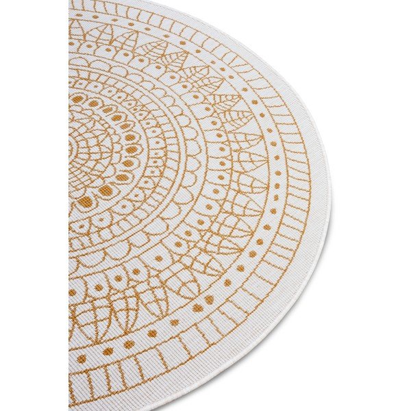Tappeto rotondo per esterni giallo ocra-bianco ø 140 cm Porto - NORTHRUGS-image-4