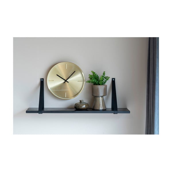 Scaffale in legno nero con maniglie in pelle , 80 x 20 cm Forno - House Nordic-image-2