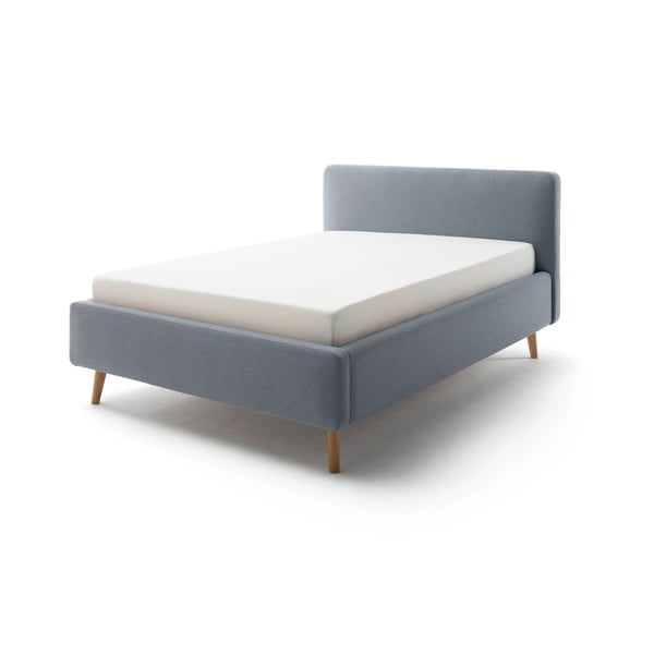 Letto matrimoniale imbottito blu polveroso con contenitore con rete inclusa 140x200 cm Mattis – Meise Möbel