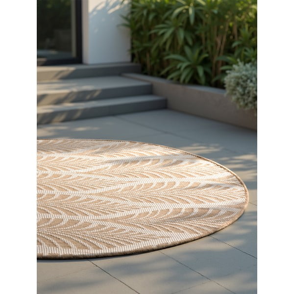 Tappeto da interno/esterno rotondo beige/avorio ø 160 cm Duet Liora – NORTHRUGS-image-4