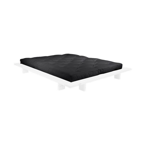 Dvoulůžková postel z borovicového dřeva s matrací Karup Design Japan Double Latex White/Black, 160 x 200 cm