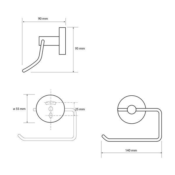 Porta carta igienica in ottone nero X-Round - Sapho-image-1