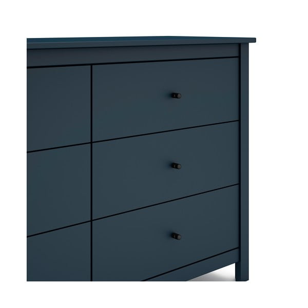 Cassettiera bassa blu scuro in pino 130x80 cm Misti - Marckeric-image-4