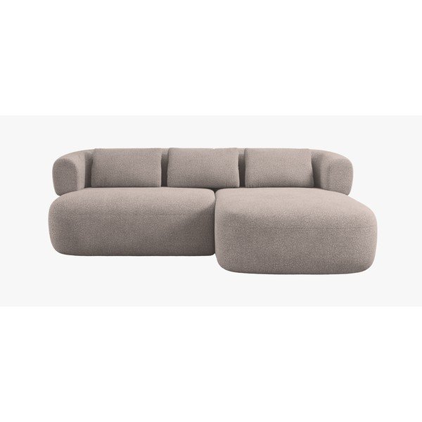 Divano angolare marrone chiaro (con penisola a destra/con chaise lounge) con rivestimento in bouclé Jenny – Micadoni -image-2