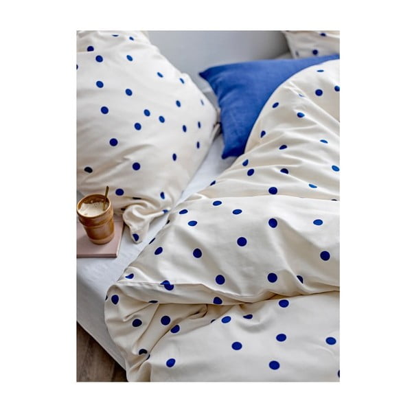 Set copripiumino e federa blu/color crema in raso di cotone per letto singolo 140x200 cm Solaris – Södahl-image-1