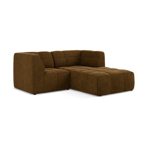 Divano angolare color senape (con penisola a destra/con chaise lounge) con rivestimento in velluto Aloha – Makamii-image-2