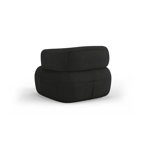 Poltrona nera in tessuto bouclé Jenny - Micadoni Home-image-3