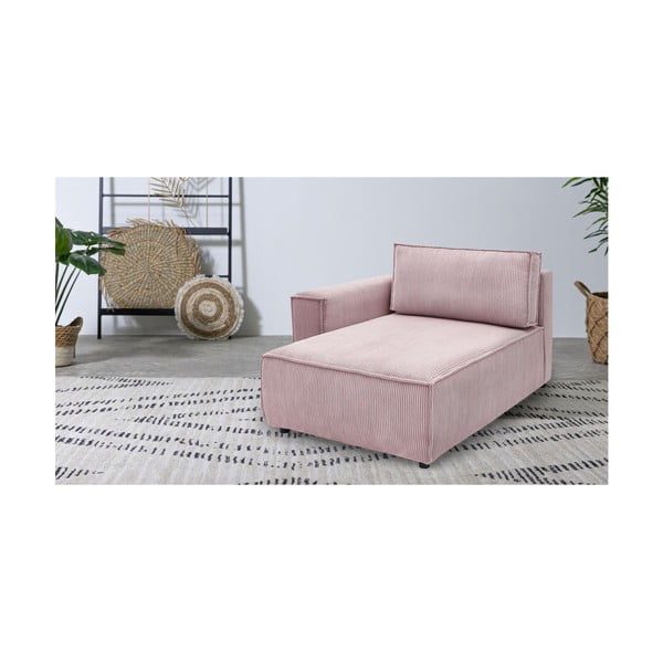 Modulo divano in velluto a coste rosa chiaro, angolo sinistro Nihad modular - Bobochic Paris-image-1