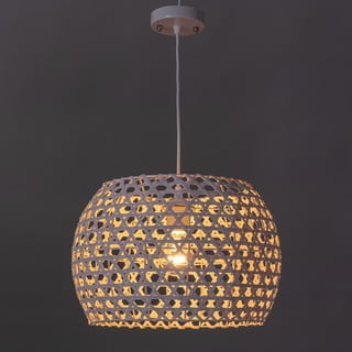 Lampada a sospensione crema con paralume in bambù ø 35 cm - Casa Selección