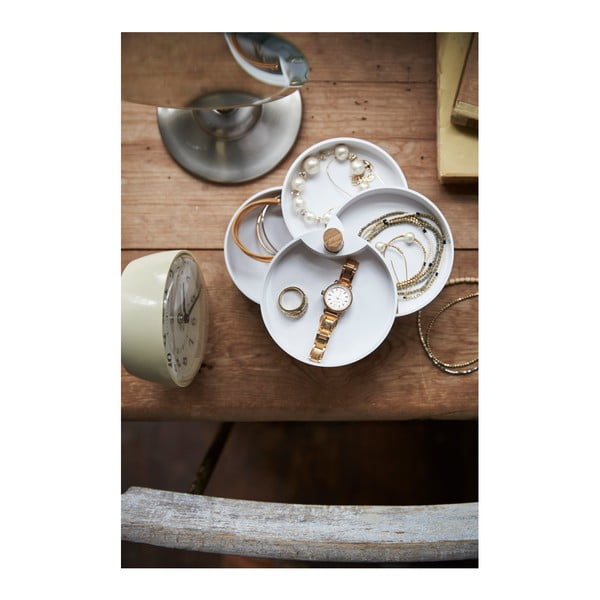 Portagioie bianco con dettagli in legno di faggio Tosca - YAMAZAKI-image-1