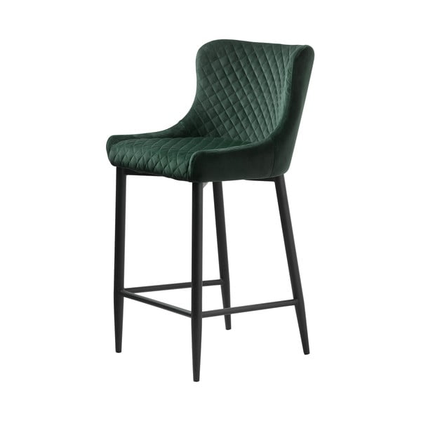 Sgabello da bar in velluto verde (altezza seduta 77 cm) Ottowa - Unique Furniture