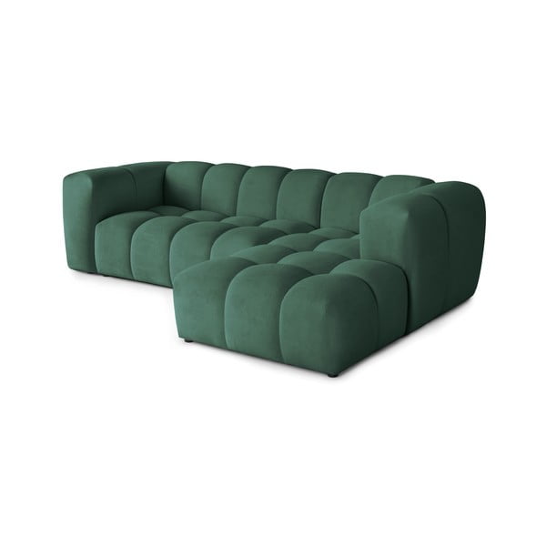 Divano angolare verde (con penisola a destra e chaise lounge) con rivestimento in velluto Cube – Bonami Selection-image-4
