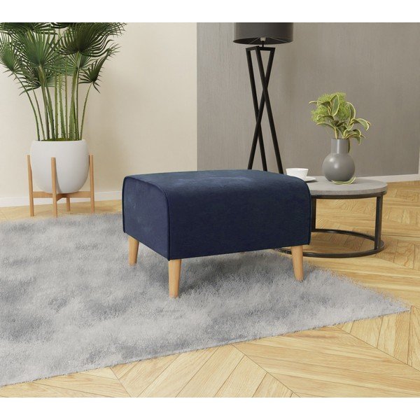 Pouf in velluto blu scuro Carole - Ropez-image-2