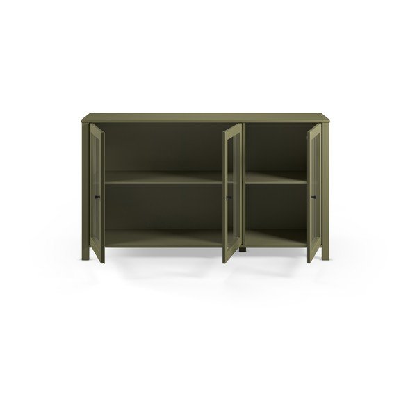 Vetrina verde in pino massiccio 142x80x40 cm Alessandra – Marckeric-image-3