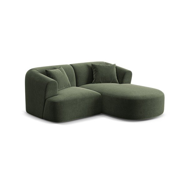 Divano angolare verde (con penisola a destra/con chaise lounge) con rivestimento in velluto Campi – Cosmopolitan Design-image-2