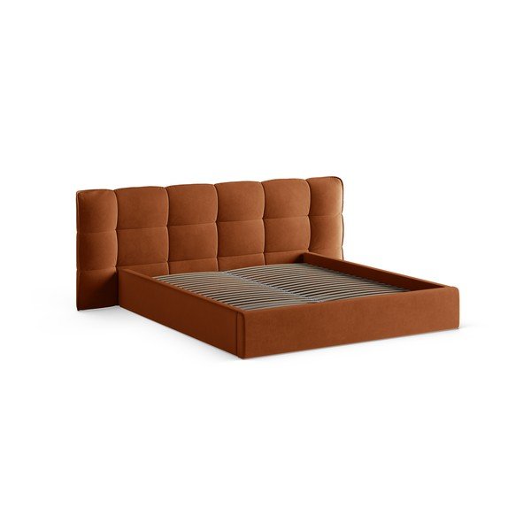 Letto matrimoniale imbottito color terracotta con contenitore con rete inclusa 200x200 cm Eric – Micadoni -image-3