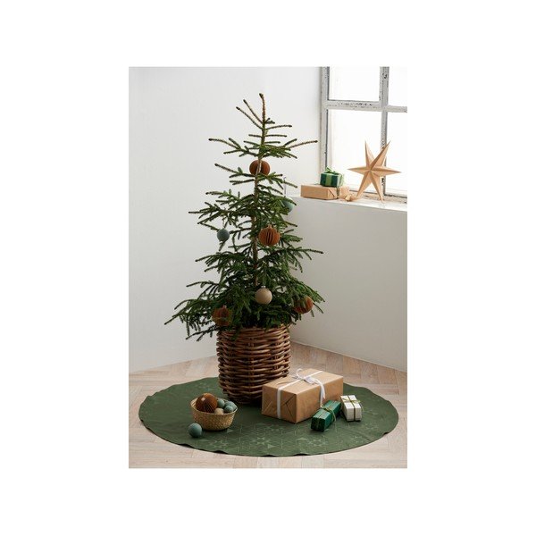 Tappeto verde rotondo sotto l'albero di Natale ø 120 cm Star Damask - Södahl-image-1