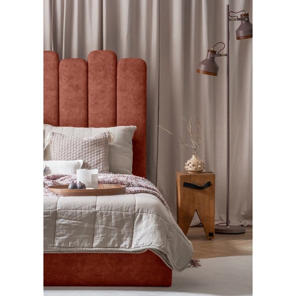 Letto singolo imbottito con contenitore con griglia 90x200 cm in color mattone Dreamy Aurora - Miuform-image-1