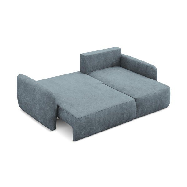 Divano angolare blu polveroso allungabile/con contenitore (con penisola a destra/con chaise lounge) con rivestimento in ciniglia Lilo – Makamii-image-4