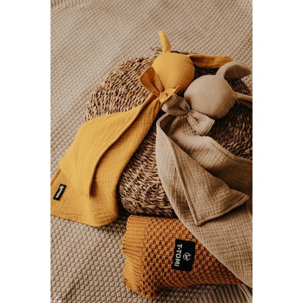 Coperta per neonati in maglia color senape 80x100 cm - T-TOMI-image-1
