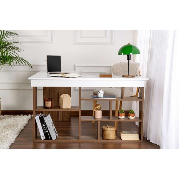 Scrivania angolare con effetto noce 120x130 cm Vesper – Kalune Design-image-3