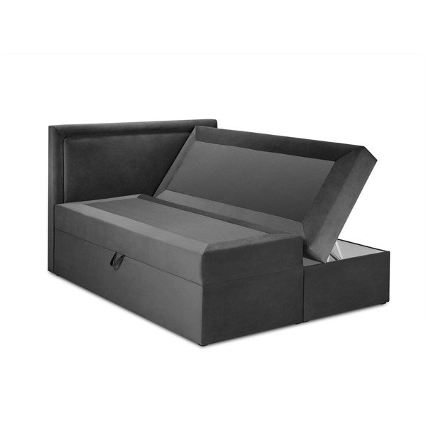 Letto boxspring grigio scuro con contenitore 180x200 cm Yucca - Mazzini Beds-image-4
