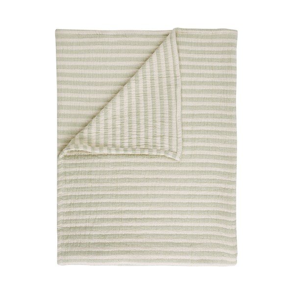 Coperta verde in cotone 150x200 cm Cotton Muslin Stripe – Bianca