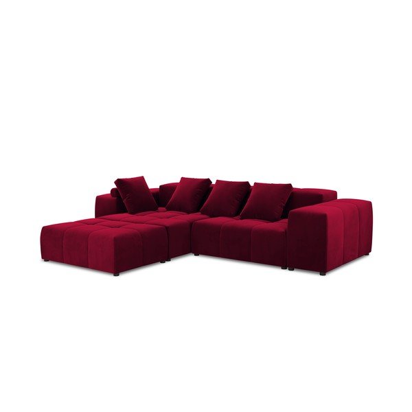 Divano angolare in velluto rosso (variabile) Rome Velvet - Cosmopolitan Design-image-2