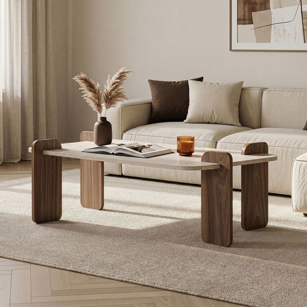 Tavolino da salotto beige 60x120 cm Renard – Nordure-image-2