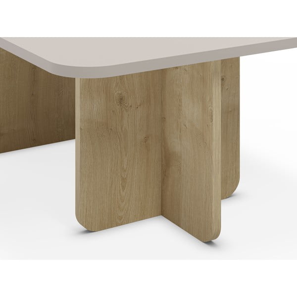 Tavolino da salotto color crema/di colore naturale con effetto rovere 56x100 cm Hillary – Marckeric-image-4