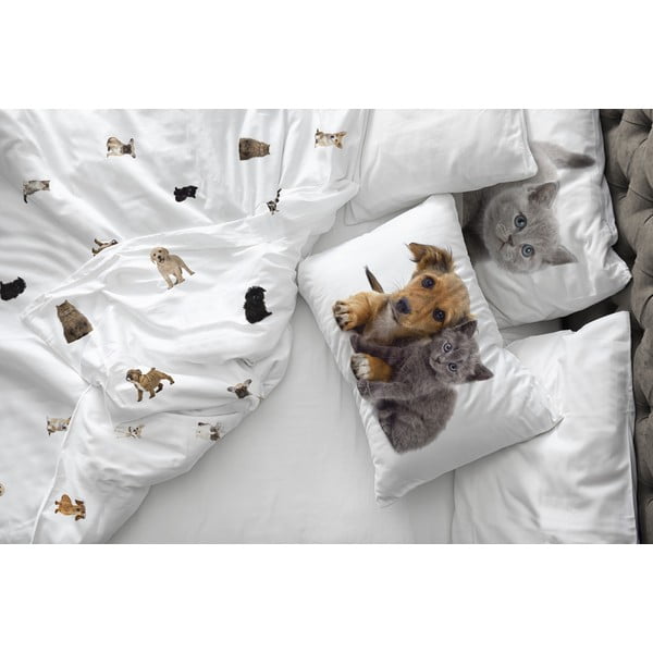 Set copripiumino e federa da bambini bianco in raso di cotone per letto singolo 135x200 cm The Cutest Ones – Butter Kings-image-1