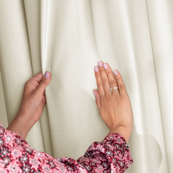 Tenda parzialmente oscurante color crema in velluto 140x270 cm Eyelets – Restilo-image-3