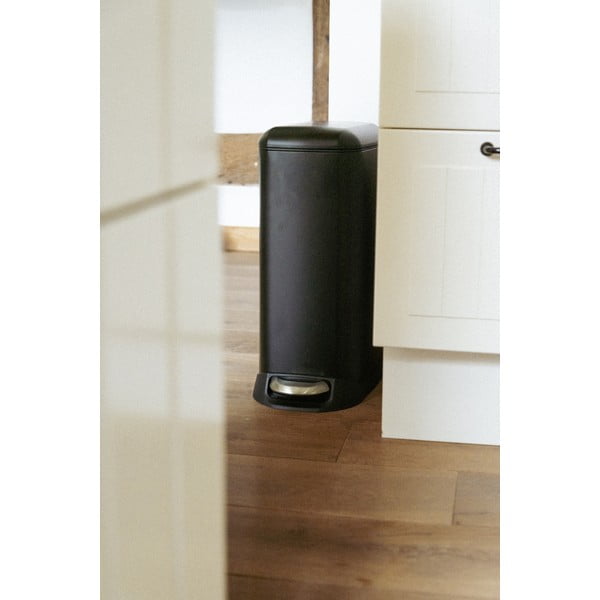 Cestino per la spazzatura nero opaco in acciaio con pedale 12 l Design – Wenko-image-2
