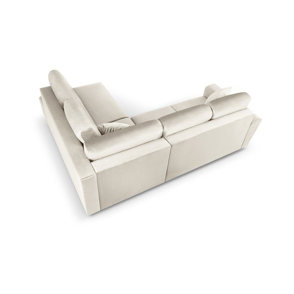 Divano angolare beige allungabile e con contenitore (con penisola a destra/a L) con rivestimento in velluto Kyoto – Cosmopolitan Design-image-4