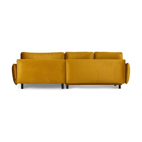 Divano letto angolare in velluto giallo, angolo destro Fira - Bonami Selection-image-1