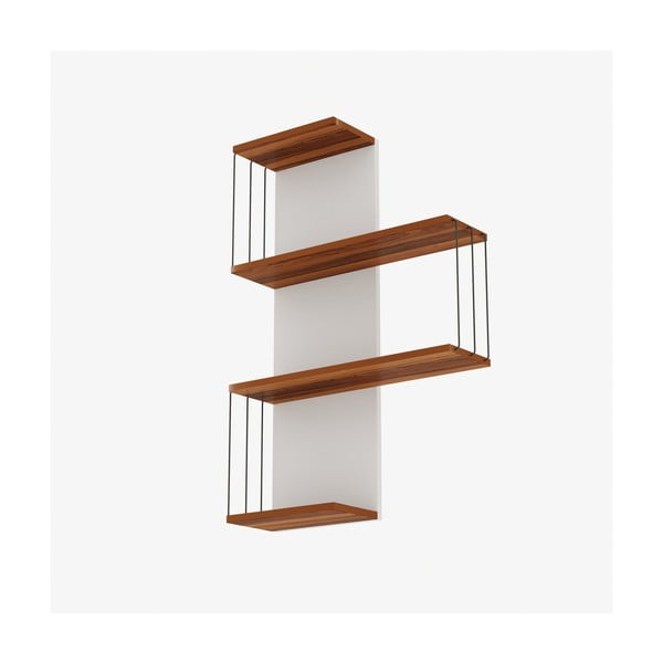 Scaffale a castello in pino decorato in bianco e naturale 64 cm Cambel - Kalune Design-image-3