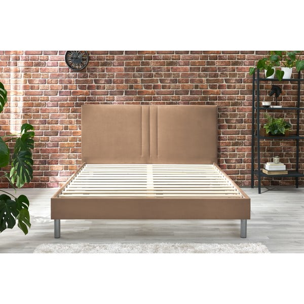 Letto matrimoniale imbottito marrone chiaro con griglia 180x200 cm Kerry - Bobochic Paris-image-4