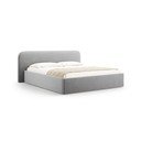 Letto matrimoniale imbottito grigio chiaro con contenitore e rete inclusi 140x200 cm Elizabeth – Micadoni 