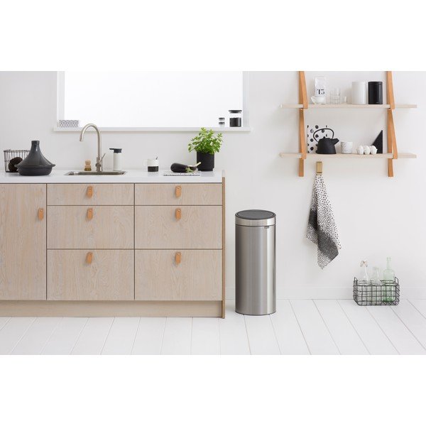 Bidone in acciaio touch in argento opaco 30 l Touch Bin - Brabantia-image-1
